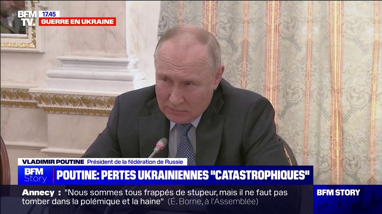 Contre-offensive ukrainienne: "Les pertes en personnel [ukrainiennes] s'approchent d'un seuil qu'on pourrait qualifier de catastrophique", selon Vladimir Poutine