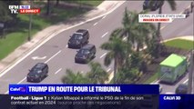 Donald Trump en route pour le tribunal de Miami en vue de sa comparution