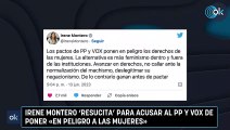 Irene Montero ‘resucita’ para acusar al PP y Vox de poner «en peligro a las mujeres»