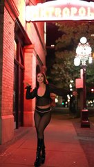 Sexy model on the street with spicy dress.