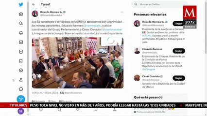 Senadores de Morena eligen a Eduardo Ramírez como su coordinador