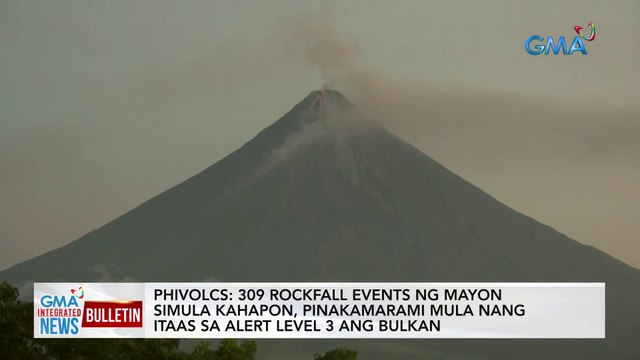 PHIVOLCS: 309 rockfall events ng Mayon simula kahapon, pinakamarami mula nang itaas sa Alert Level 3 ang Bulkan| GMA Integrated News Bulletin
