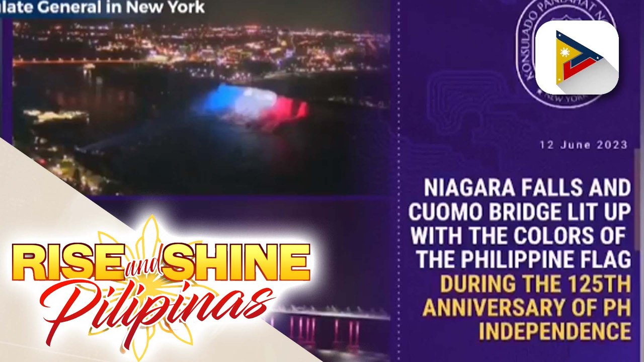 Niagara Falls sa Canada at Mario M. Cuomo Bridge sa New York City, pinailawan ng mga kulay ng watawat ng PH