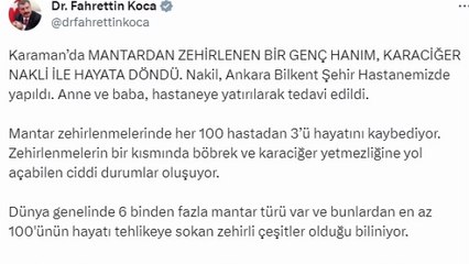 Fahrettin Koca: Mantar zehirlenmelerinde her 100 hastadan 3'ü hayatını kaybediyor