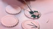 Clay Jeweller makes stunning white and green polymer clay floral earrings