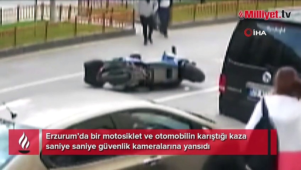 Motosiklet kazası saniye saniye güvenlik kamerasında