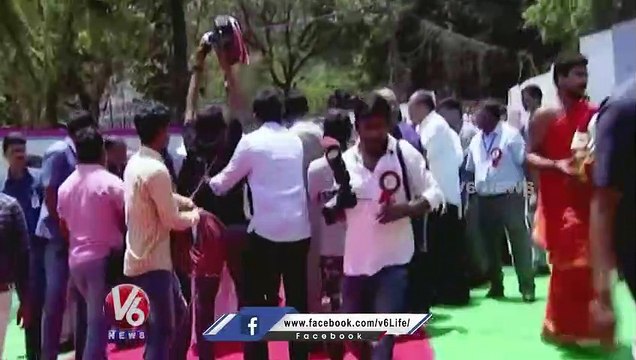 CM KCR Reaches NIMS For Laying Foundation Stone For Dashabdi Block | V6 News