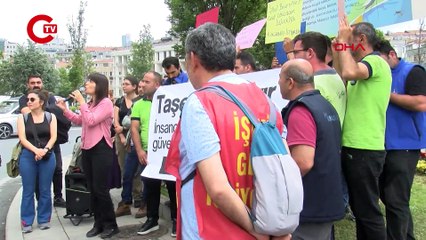 ŞİŞLİ BELEDİYESİ ÖNÜNDE İŞÇİLERDEN PROTESTO