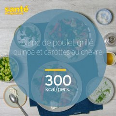 Blanc de poulet grillé, quinoa et carottes au chèvre