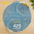 Spaghettis aux amandes de mer et petits légumes