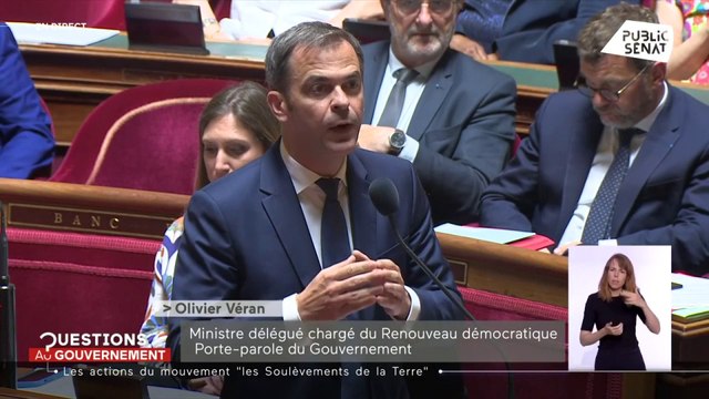 Devant le Sénat, Olivier Véran confirme la dissolution prochaine des Soulèvements de la Terre