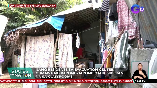 Ilang residente sa evacuation center, gumawa ng barong-barong dahil siksikan na sa classrooms | SONA