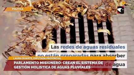 Parlamento Misionero Crean el sistema de gestión holística de aguas pluviales