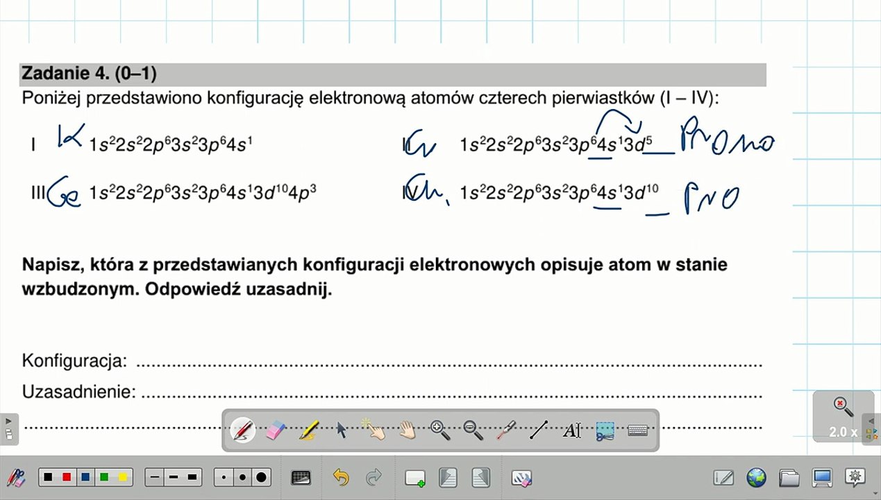 Stan wzbudzony, promocja elektronowa. ZADANIE 4 CKE 2022 MARZEC. do tablicy. #chemia #chemistry