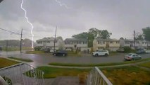 Moment man hit by lightning bolt caught on doorbell camera