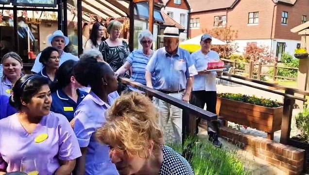 Kath celebrates her 100th birthday in Russettings Care Home near Haywards Heath