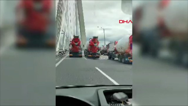 Yavuz Sultan Selim Köprüsü'nde beton mikserleri adeta duvar ördü