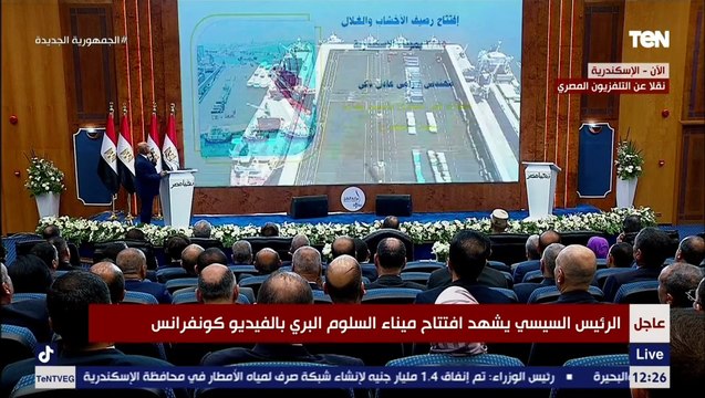 الرئيس السيسي يفتتح رصيف الأخشاب والغلال بميناء الإسكندرية بتقنية الفيديو كونفرانس