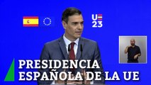 Sánchez explica las cuatro prioridades de la presidencia española de la UE