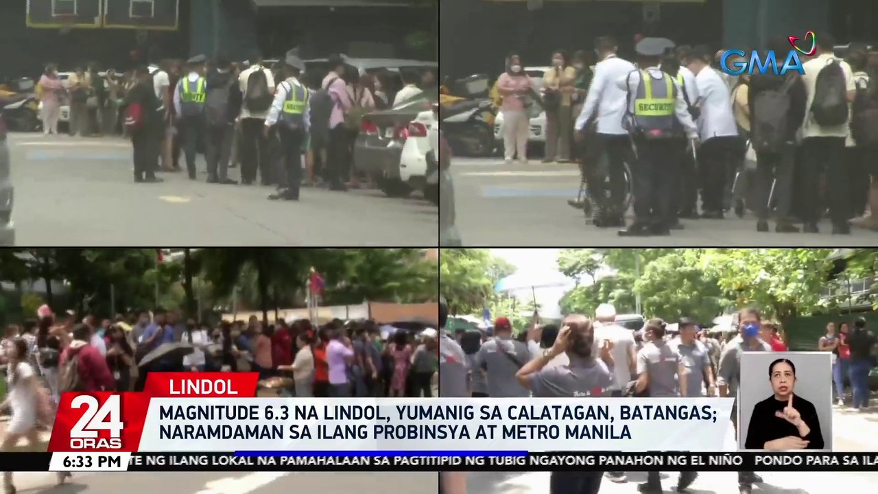 Magnitude 6.3 na lindol, yumanig sa Calatagan, Batangas; naramdaman sa ilang probinsya at Metro Manila | 24 Oras