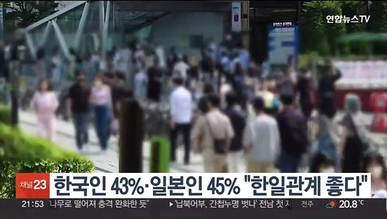 한국 국민 43%·일본 국민 45%, "한일관계 좋다"
