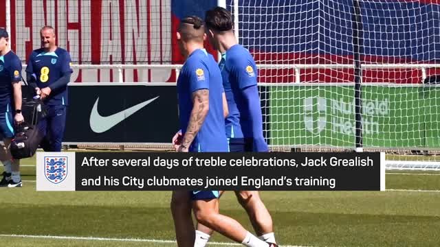 Grealish returns to England training after treble celebrations
