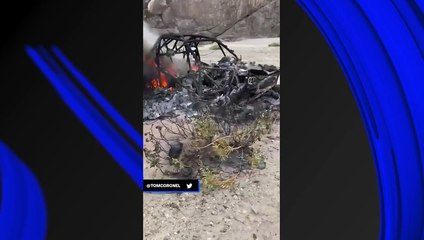Impressionnant : La voiture de Kremer et de Bois en flammes