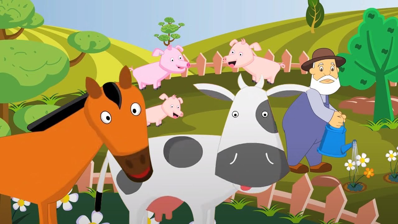 Old Macdonald Had A Farm Song and Animal Cartoon for Kids