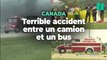 Un accident dramatique entre un camion et un minibus au Canada