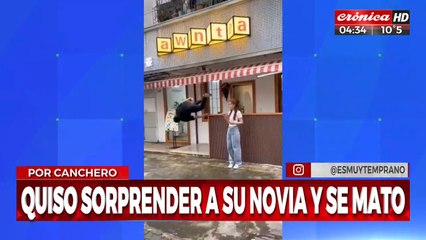 Quiso sorprender a su novia... ¡y terminó aterrizando con la cara!