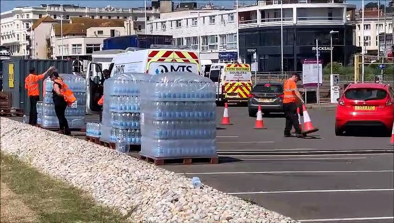 Southern Water distributing bottled water after hundreds of homes in Hastings and Fairlight, East Sussex,  without water