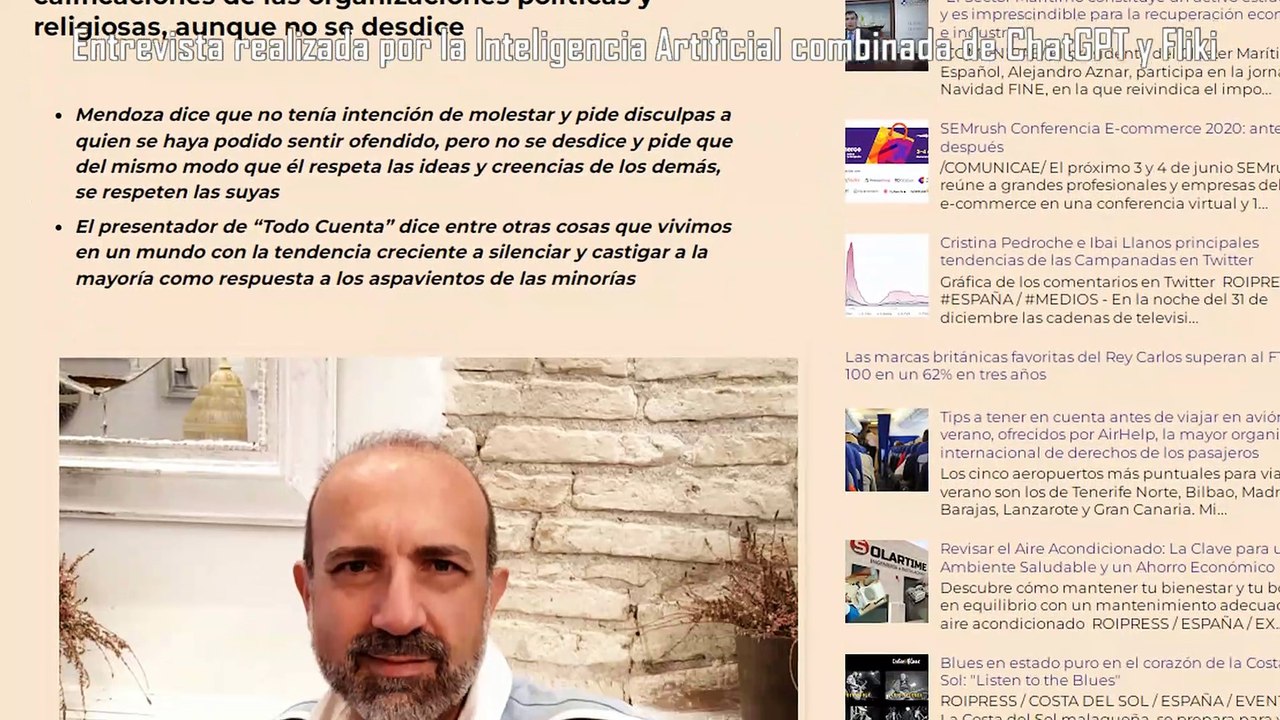 La Inteligencia artificial entrevista a David C. Mendoza al concluir temporada "Todo Cuenta" en TV