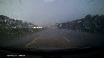Dash Cam Captures Lightning Striking Vehicle on Highway
