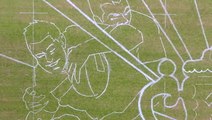 Rugby legend Jason Robinson creates pitch art to celebrate iconic World Cup moments