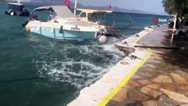 Datça'da kuvvetli lodos etkili oldu İki küçük tekne, bir motoryat battı