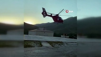Hayvanın tepmesi sonucu ayağı kırılan şahıs için helikopter havalandı