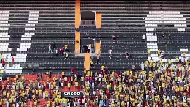 Pelea en las gradas de Mestalla durante el Colombia-Irak