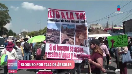 Comuneros de Topilejo realizan bloqueo por tala de árboles