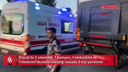 Elazığ'da 5 aracın karıştığı kazada 3 yaralı