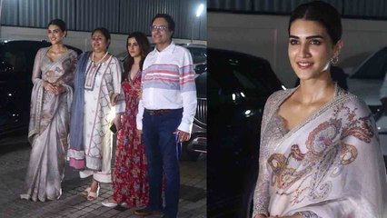 Скачать видео: Kriti Sanon, Nupur Sanon and her Parents at Adipurush Screening | FilmiBeat