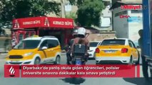 Diyarbakır’da yanlış okula giden öğrencileri, polisler üniversite sınavına dakikalar kala sınava yetiştirdi