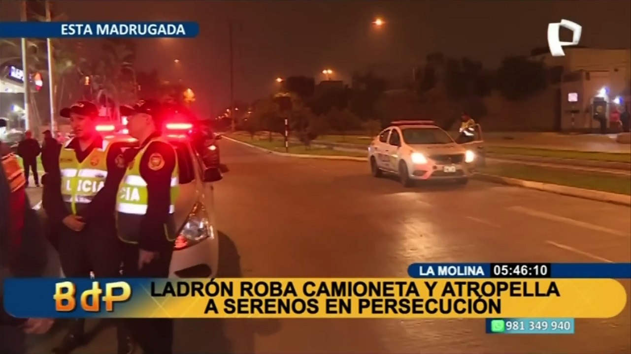 Ladrón roba camioneta y atropella a serenos durante persecución en La Molina
