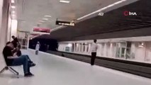 Ankara'da bir kişi, metroda raylara atladı! O anlar kamerada....