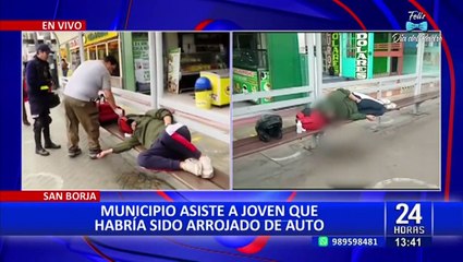 San Borja: personal del municipio auxilia a joven que había sido arrojado de un auto