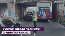 Bus Pariwisata Nyangkut di Jembatan Kereta Matraman, Sopir Diduga Tak Perhatikan Rambu