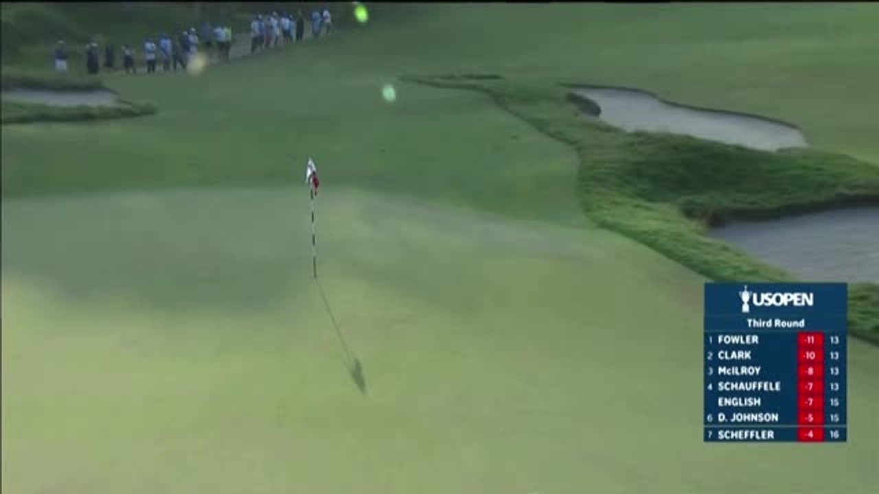 Scheffler holes out for eagle to stay in contention