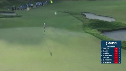 Scheffler holes out for eagle to stay in contention