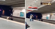 Metroda tehlikeli hareket: Raylara atlayarak karşıya geçti