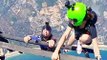 Adventurous daredevils jump in thrilling skydiving adventure