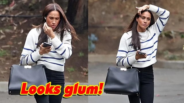 Make up free Meghan Markle looks glum as she is spotted for first time since her Spotify deal ended
